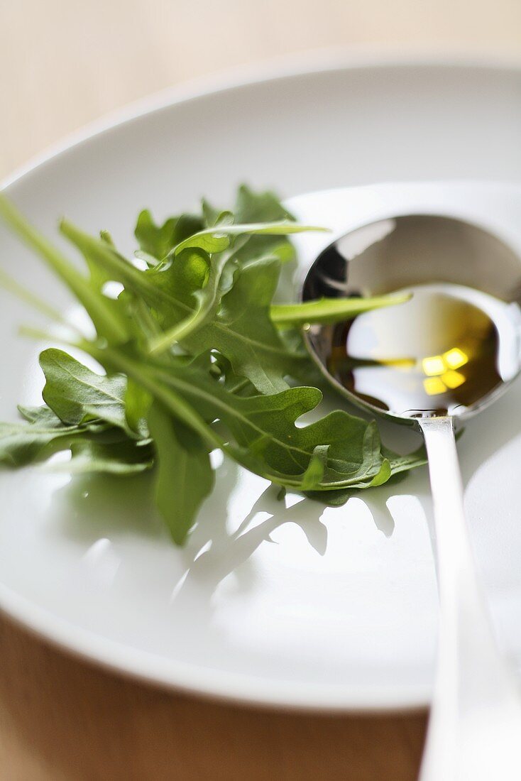 Fresh rocket and olive oil