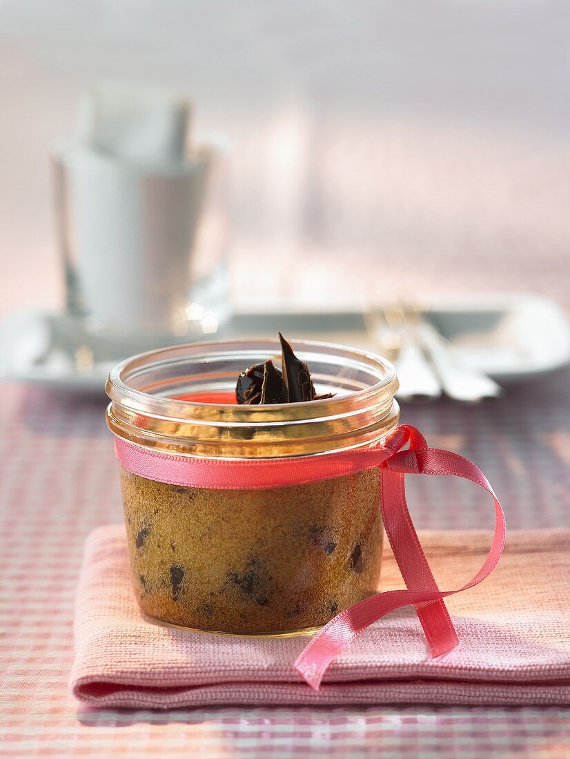 Chocolate cake in jar (for Christmas)