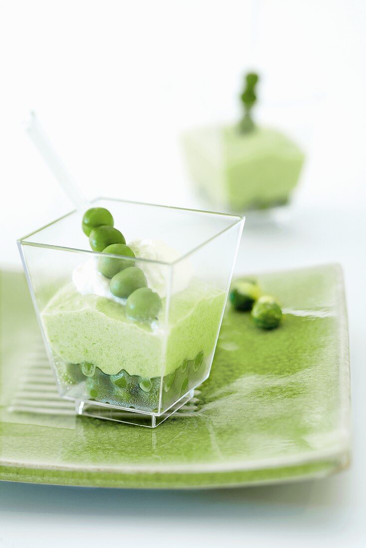 Pea terrine in glass