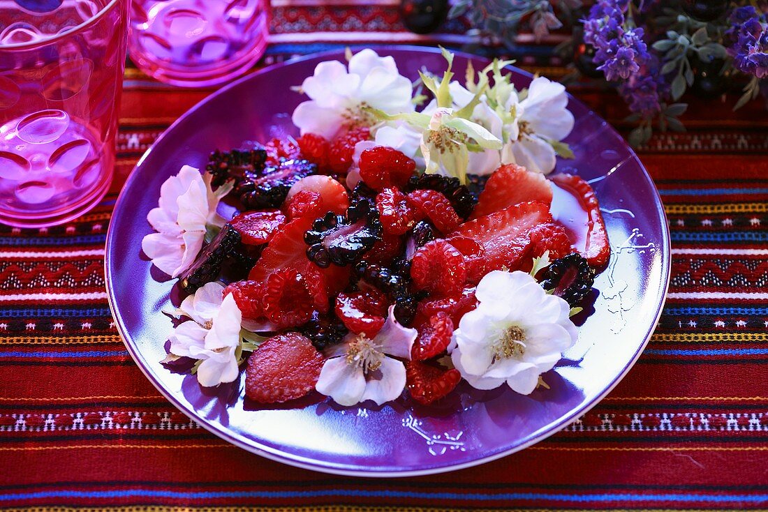 Berry salad with flowers