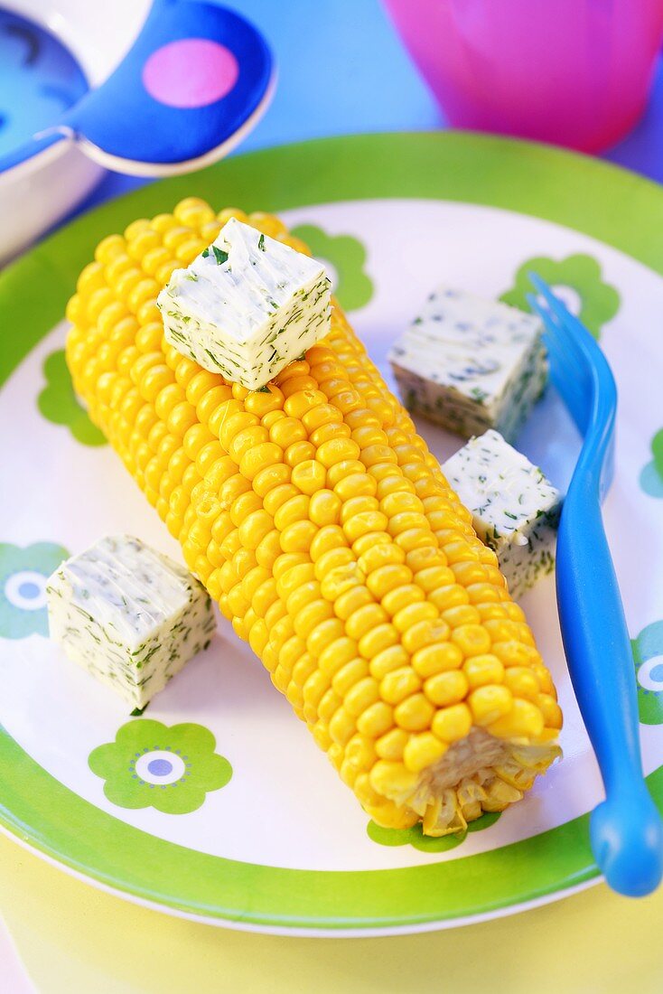 Corn on the cob with herb butter