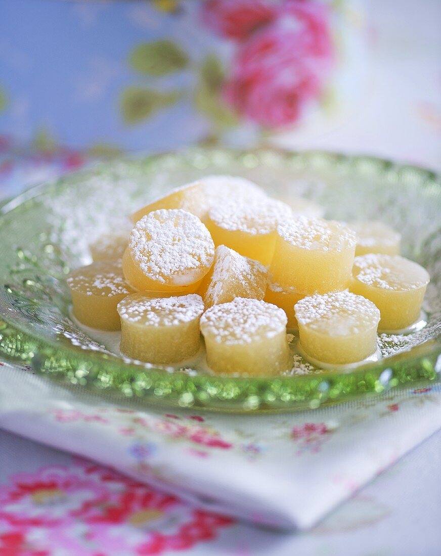 Home-made lemon sweets with icing sugar