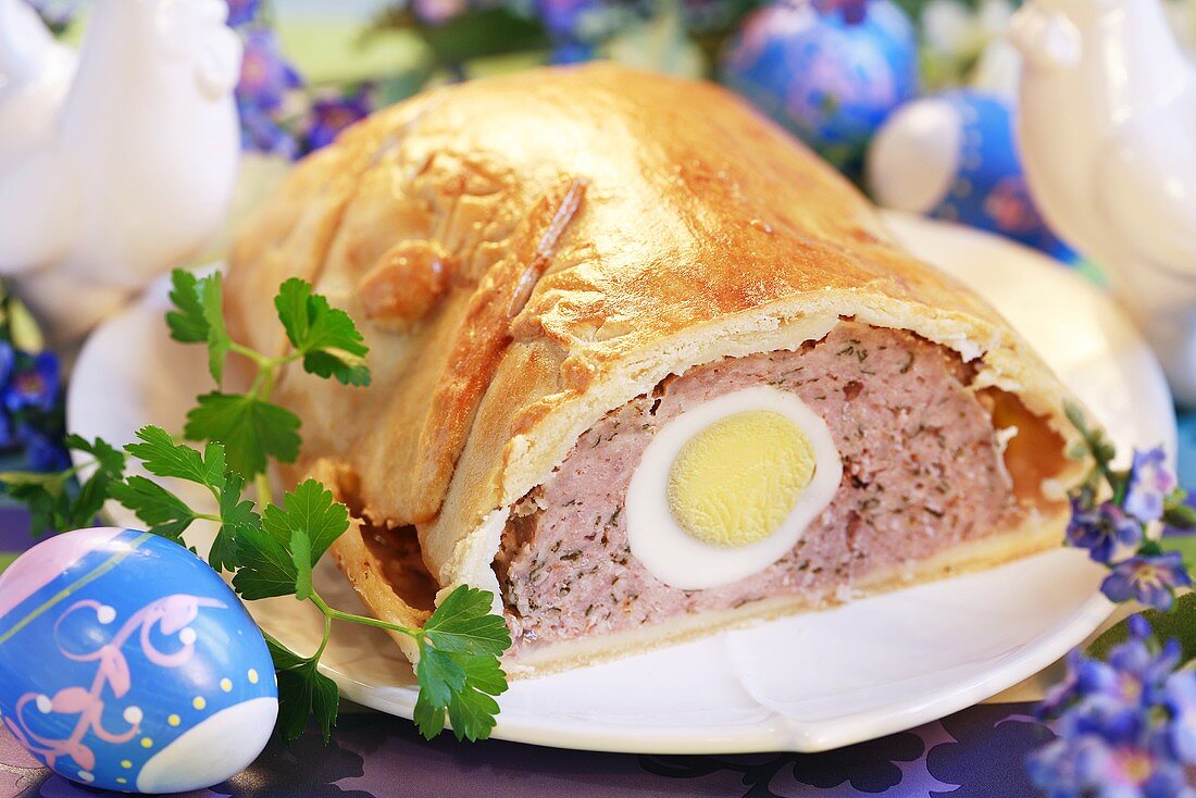 Meat pie with egg for Easter (France)
