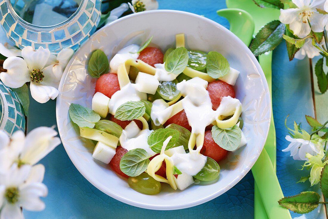 Watermelon and cheese salad