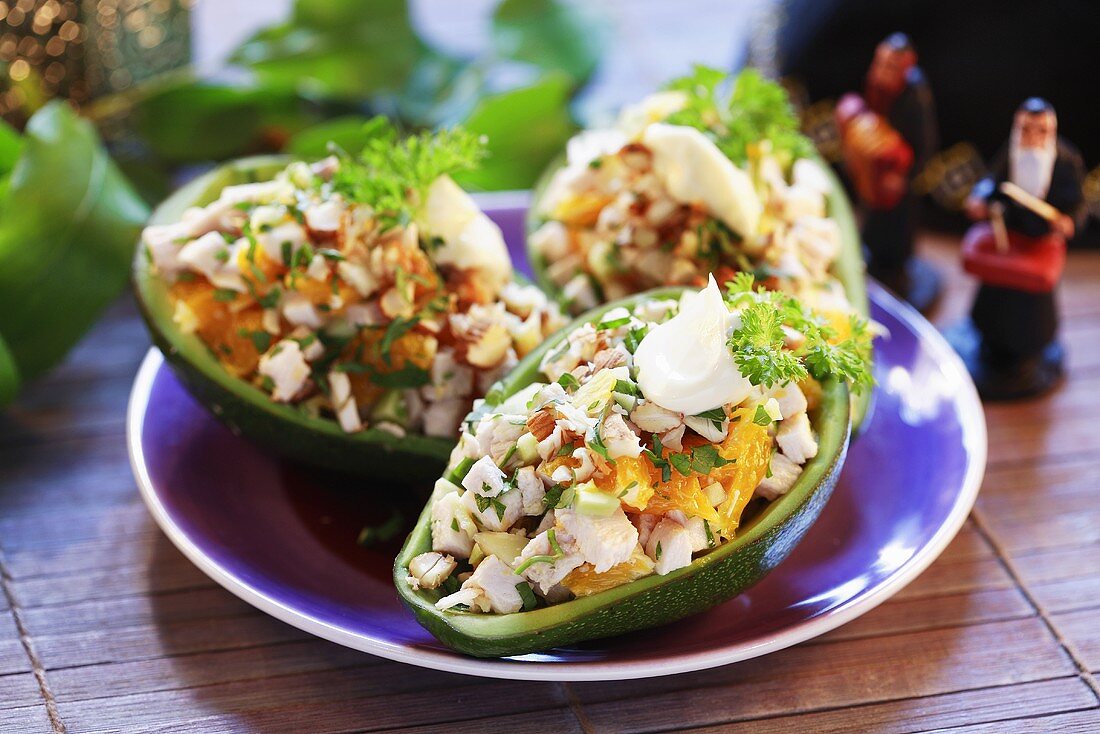 Avocados stuffed with chicken salad