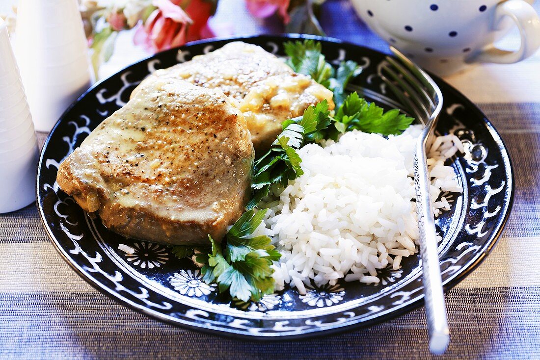 Pork chops with rice