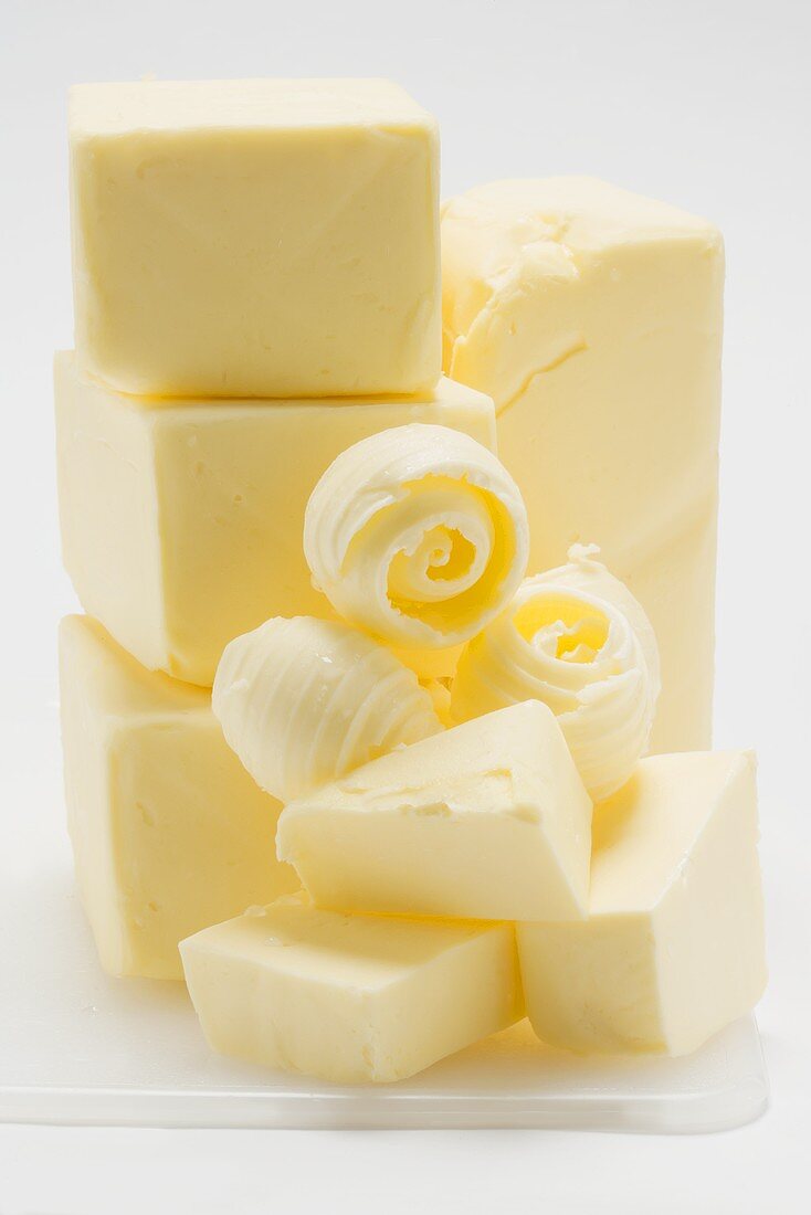 Blocks of butter and butter curls (butter mountain)