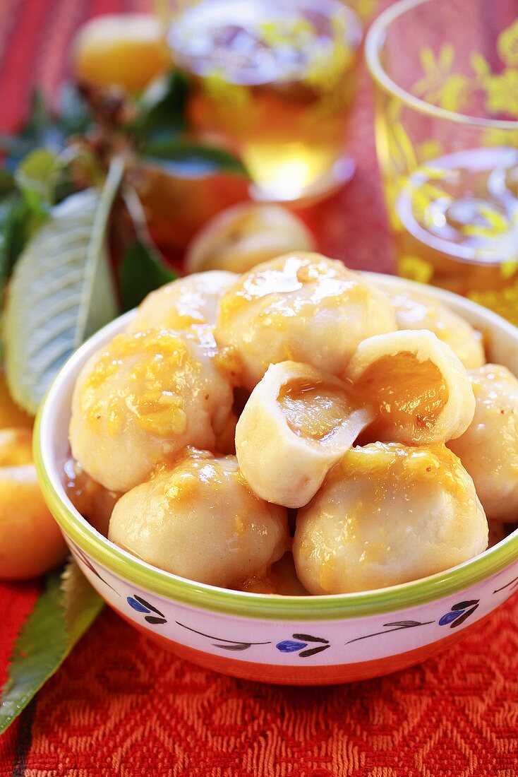 Dumplings with apricot filling