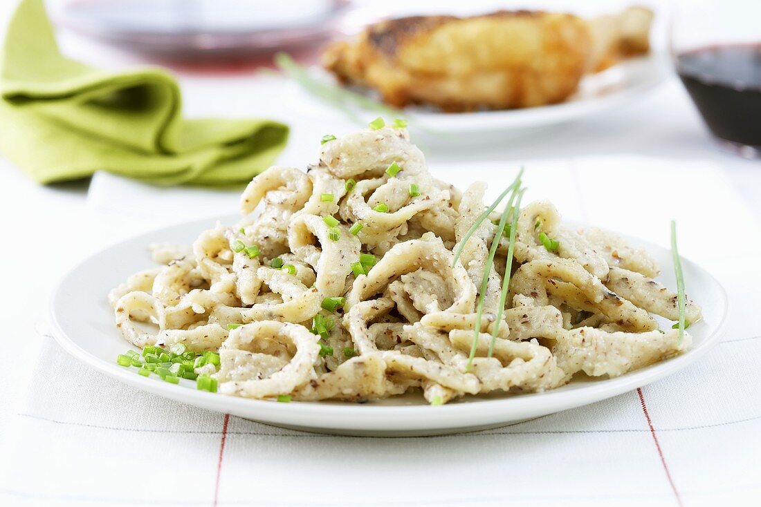 Hazelnut spaetzle (noodles) with chives