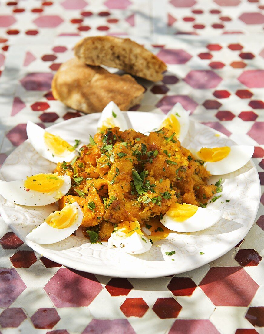 Kürbissalat mit Knoblauch, Harissa und Kümmel