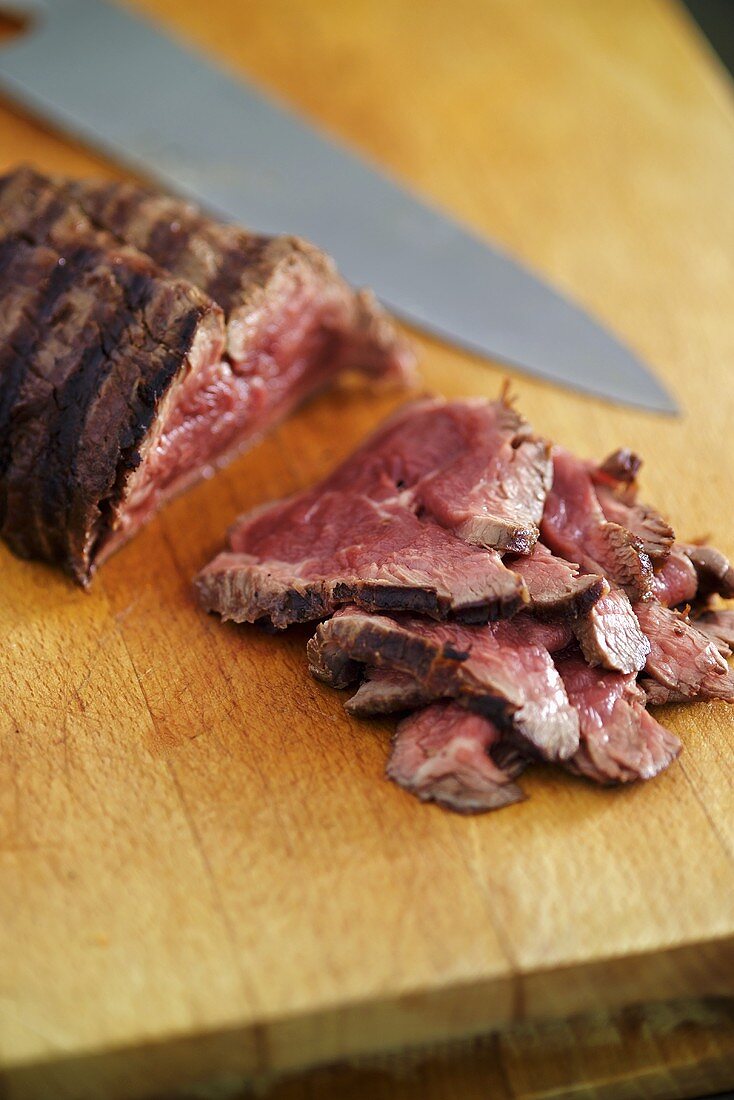 Slicing beef (for Thai beef salad)