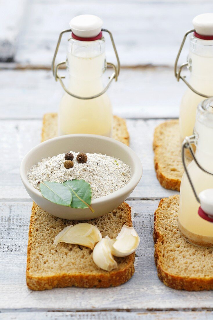 Sourdough starter for zurek with other ingredients