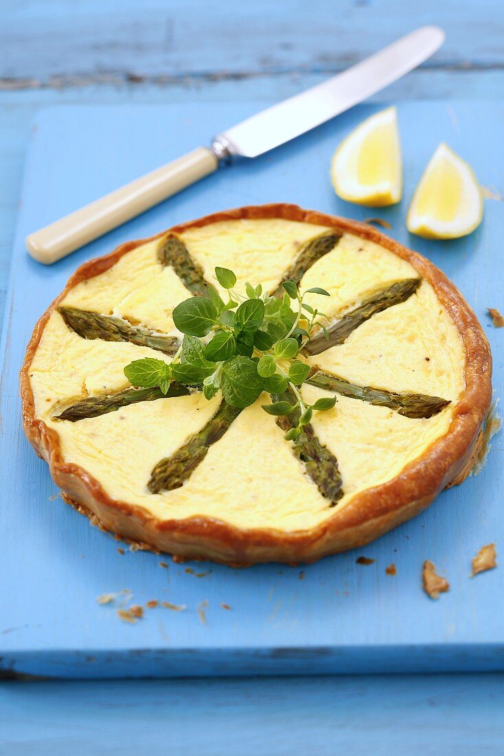 Asparagus and ricotta tart
