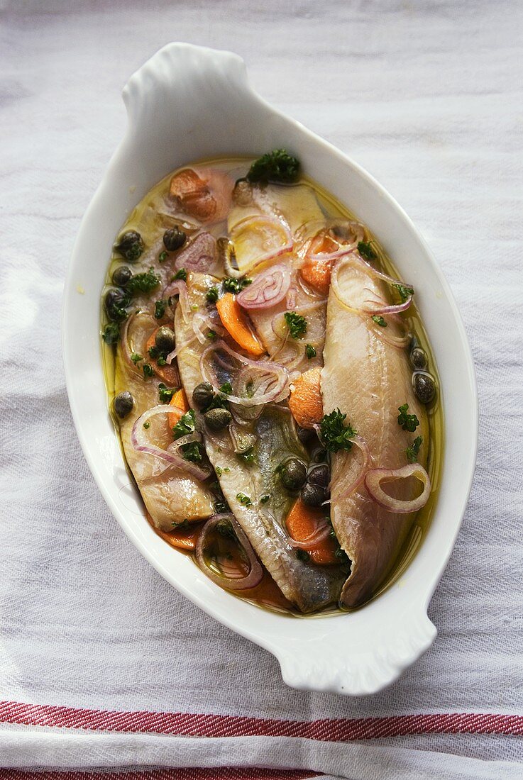 Marinated herring fillets