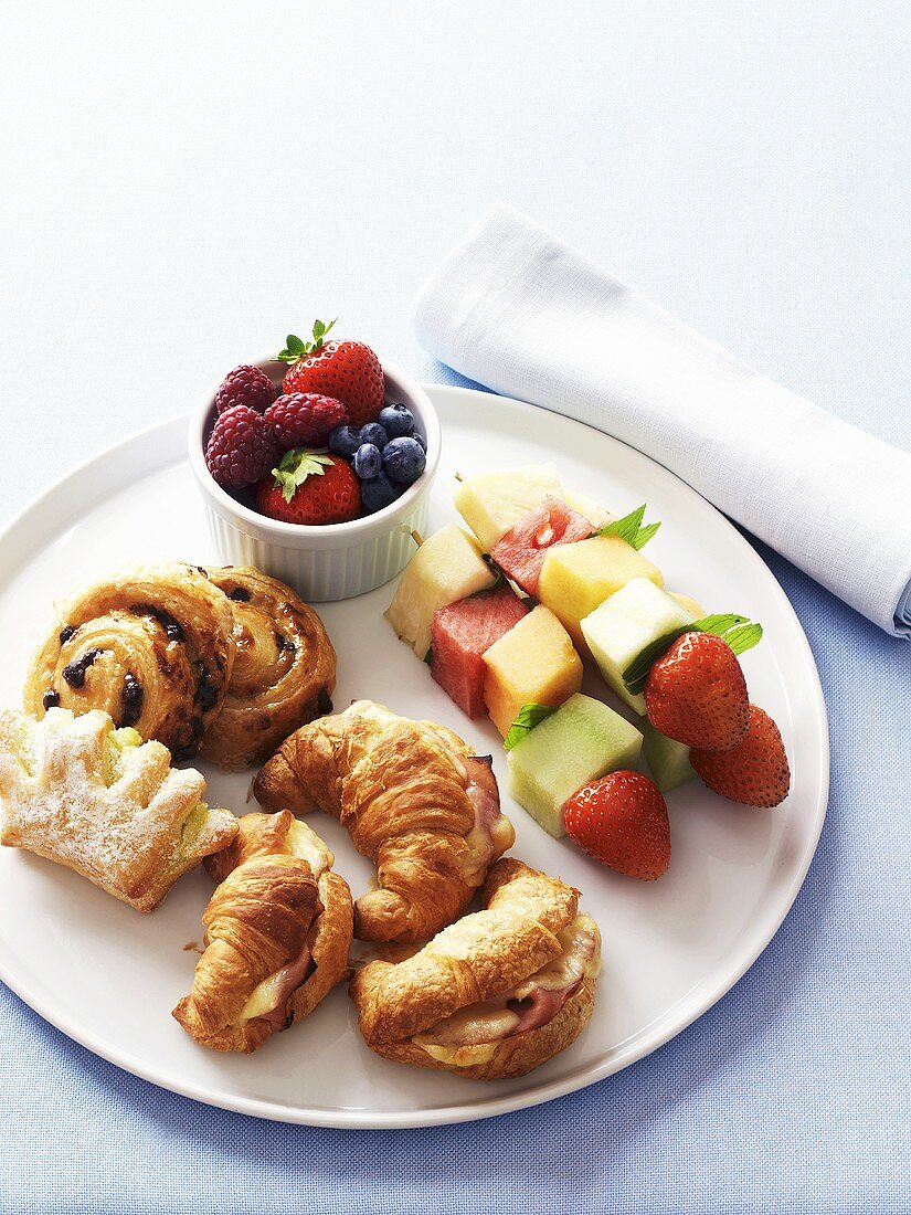Sweet and savoury pastries with fruit