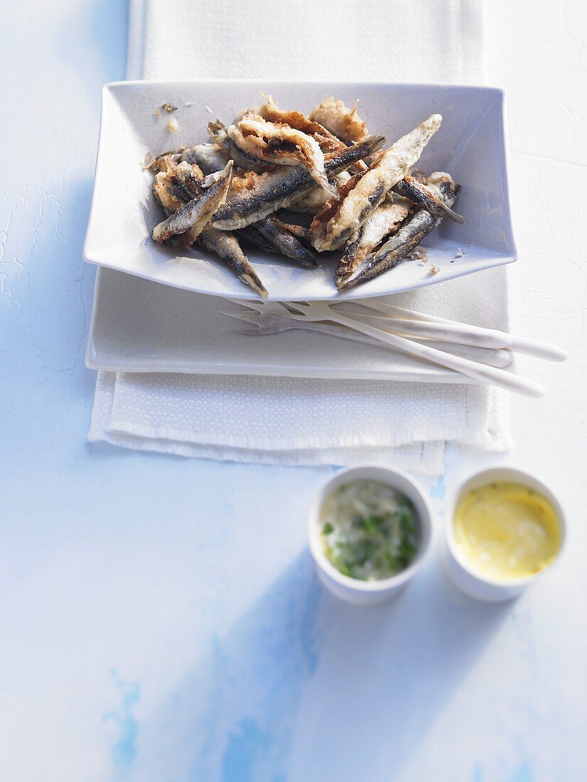 Anchovy tapas with mint and saffron aioli