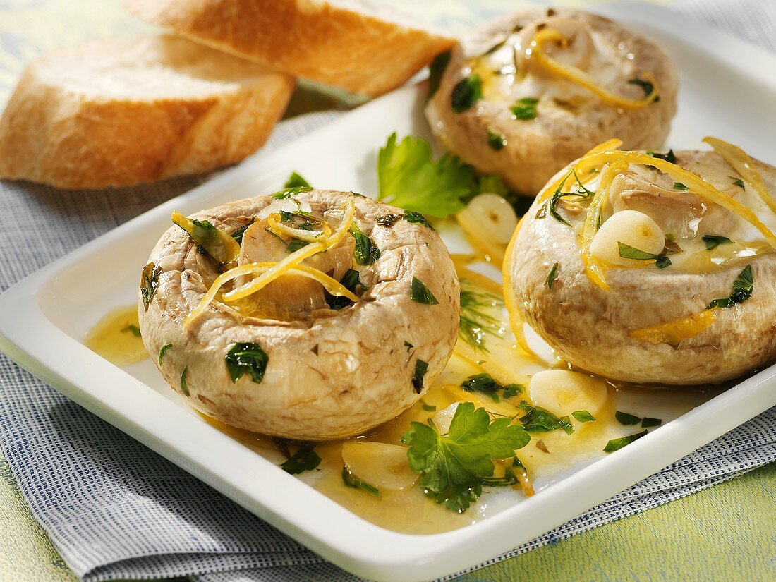 Large mushrooms with herbs and garlic