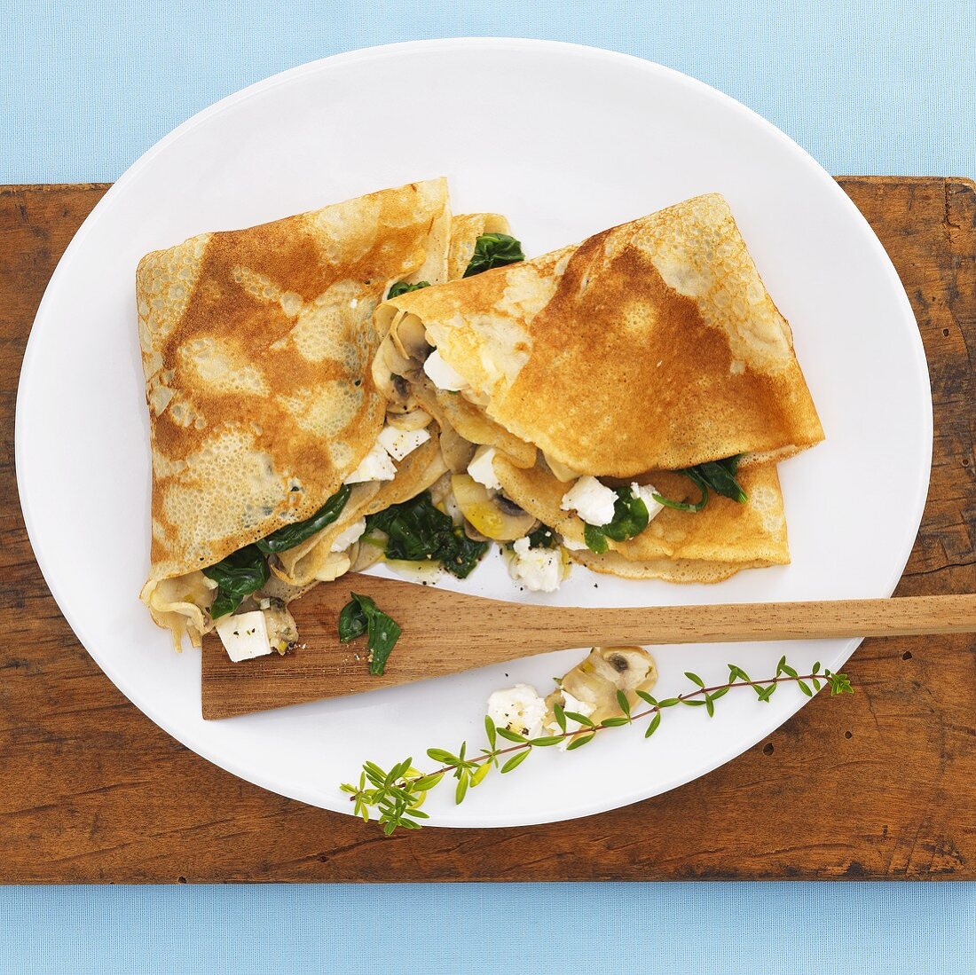 Buckwheat crêpes with vegetables and fresh goat's cheese