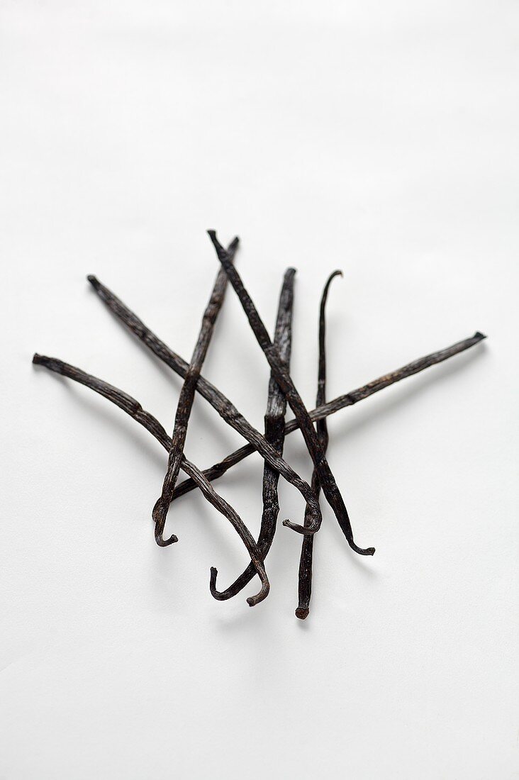 Vanilla pods on white background