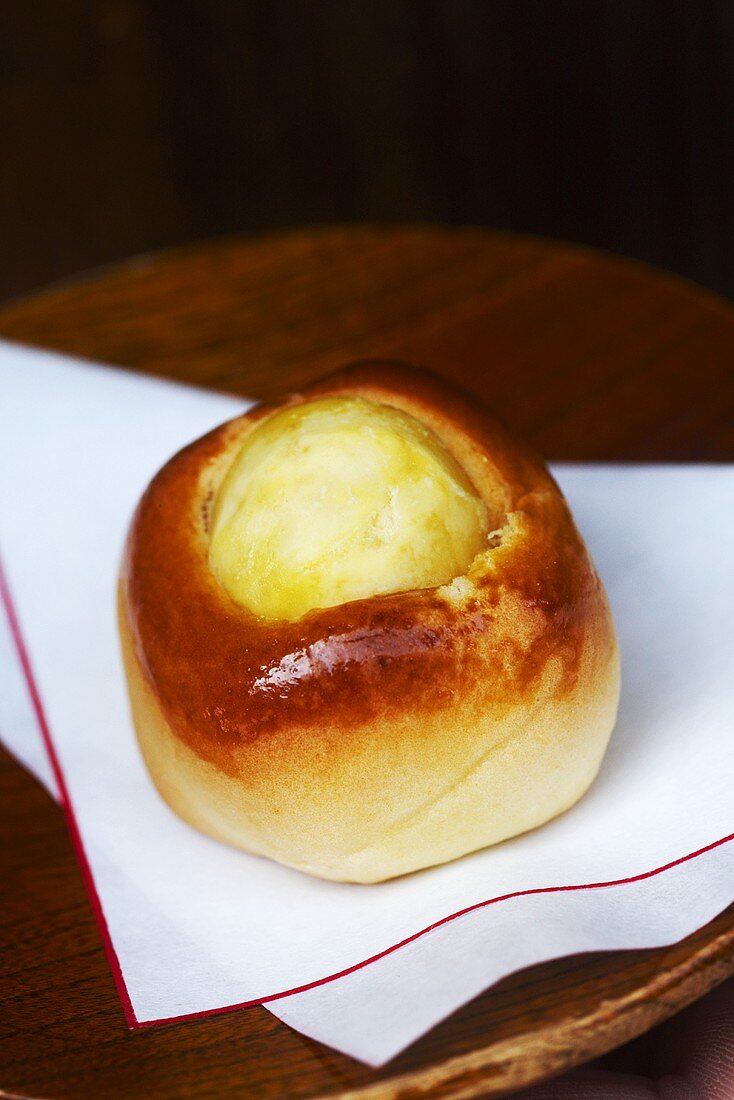 Chestnut cake on wooden board (Japan)