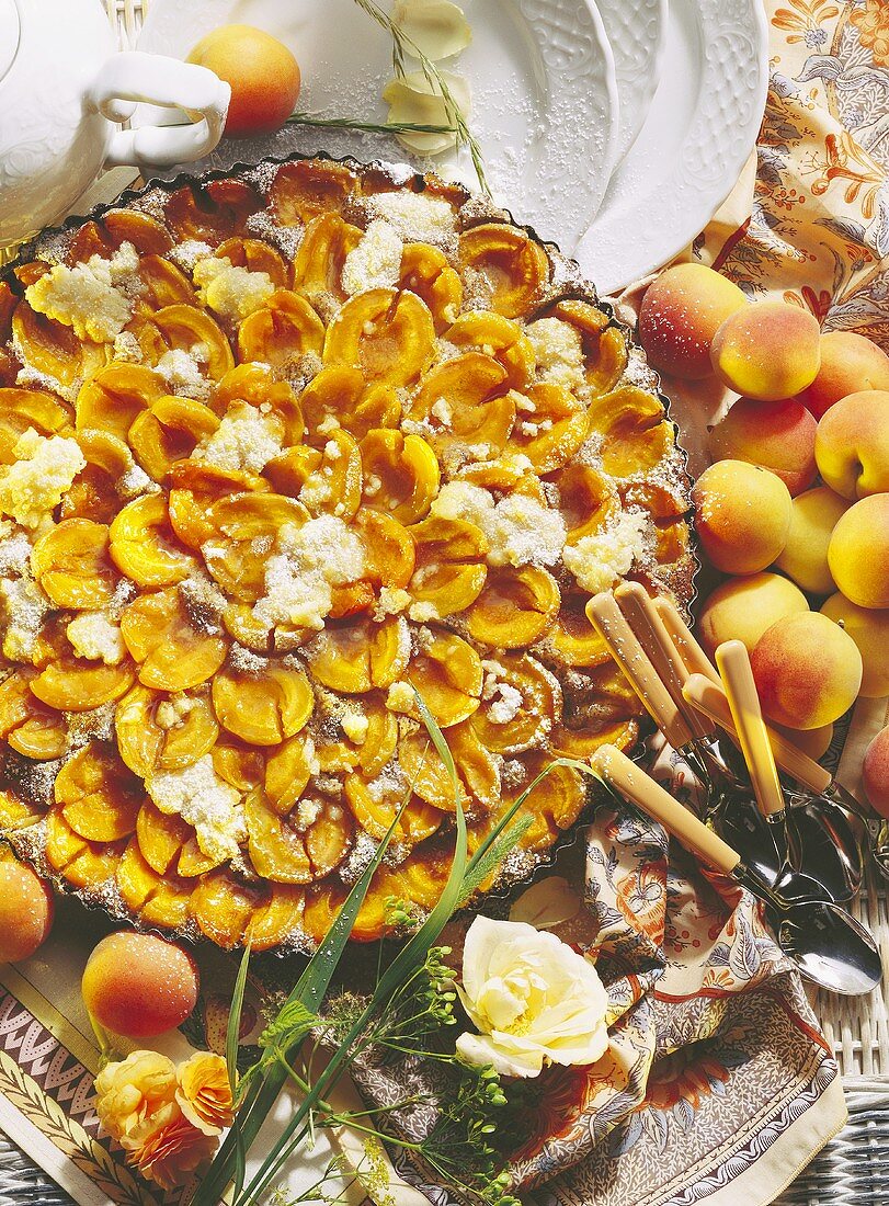 Poppy seed and apricot tart