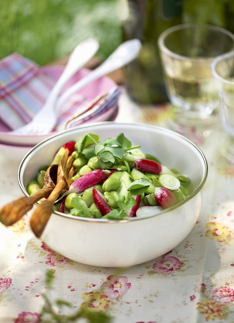 Broad bean and radish salad