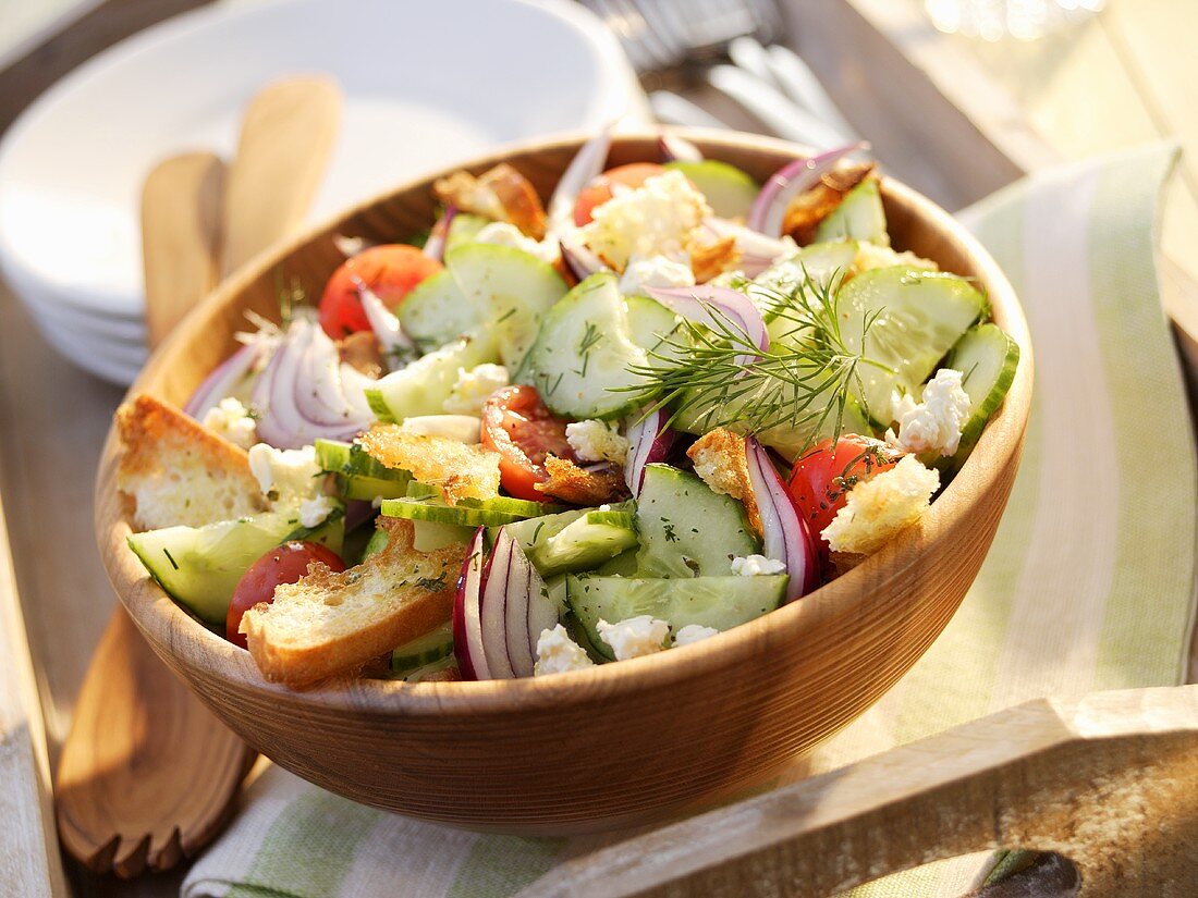 Bread and cucumber salad