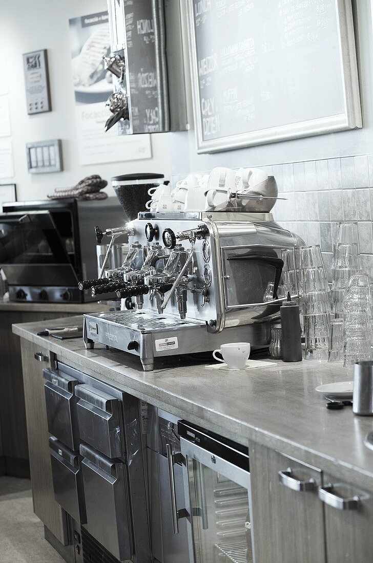 Espresso machine in a cafeteria