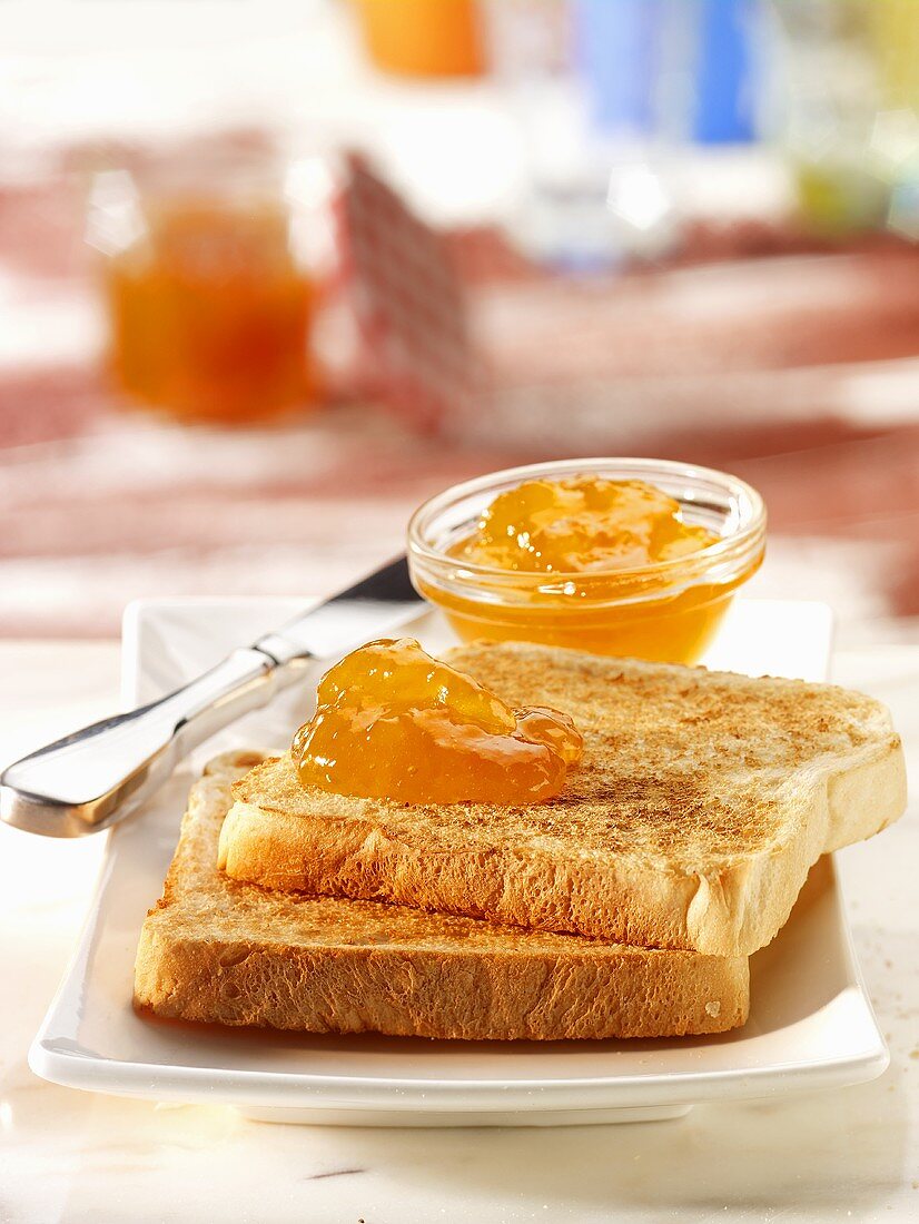 Toast with apricot jam