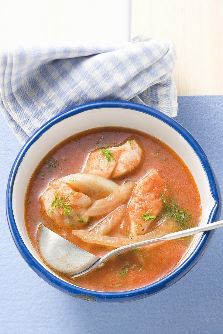 Tomaten-Fenchel-Suppe mit Rotbarsch