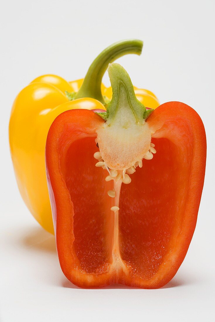 Yellow pepper and half a red pepper