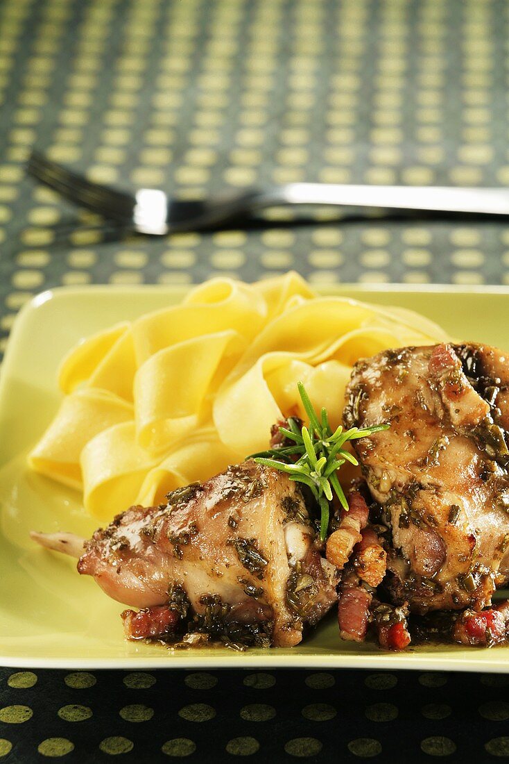Rabbit with rosemary and wine sauce