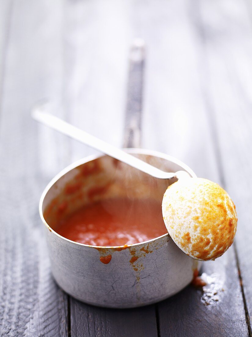 Tomato sauce in a saucepan