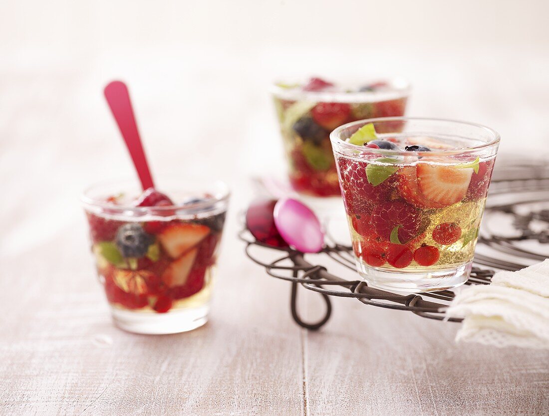 Cold berry soup with basil