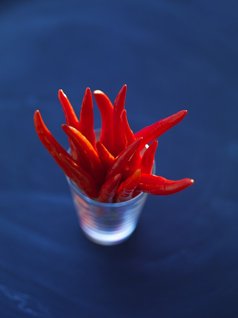 Red chillies in a glass