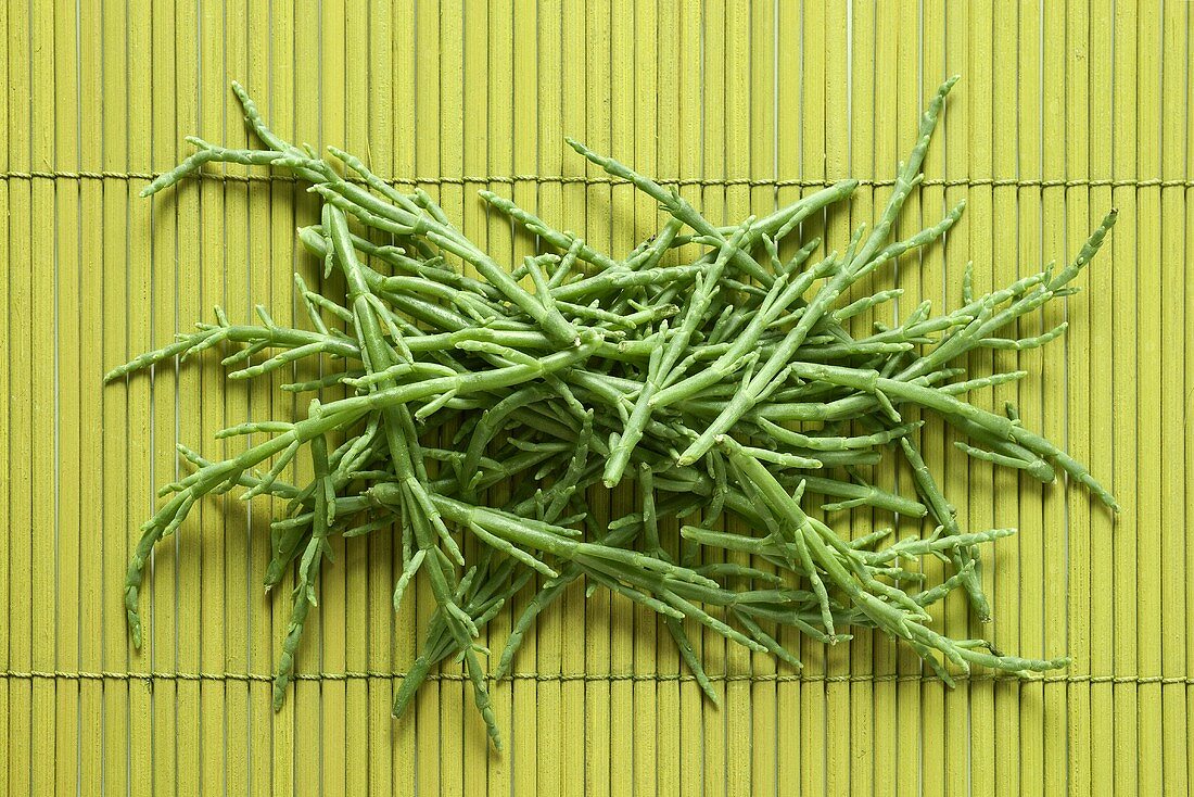 Samphire on bamboo mat