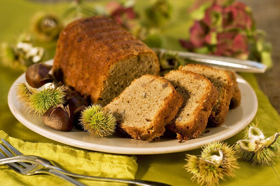 Chestnut cake on a plate