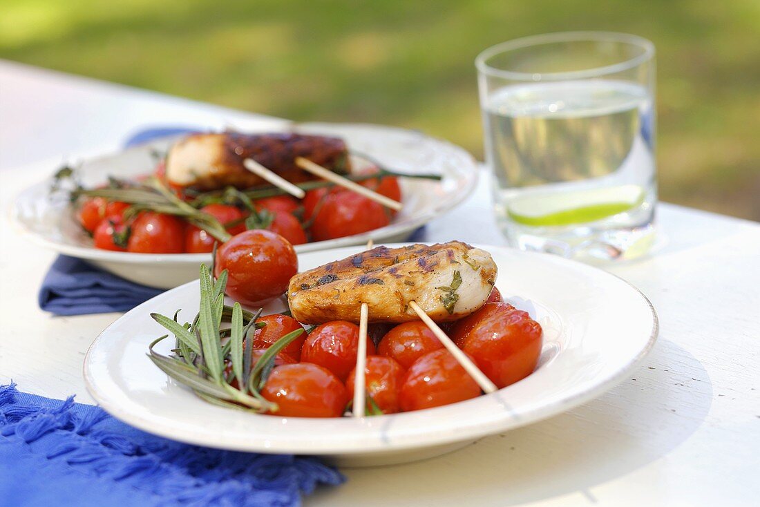 Grilled chicken breast with cherry tomatoes