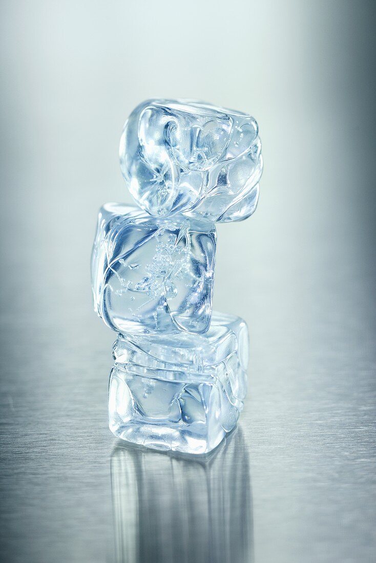 Three ice cubes, stacked