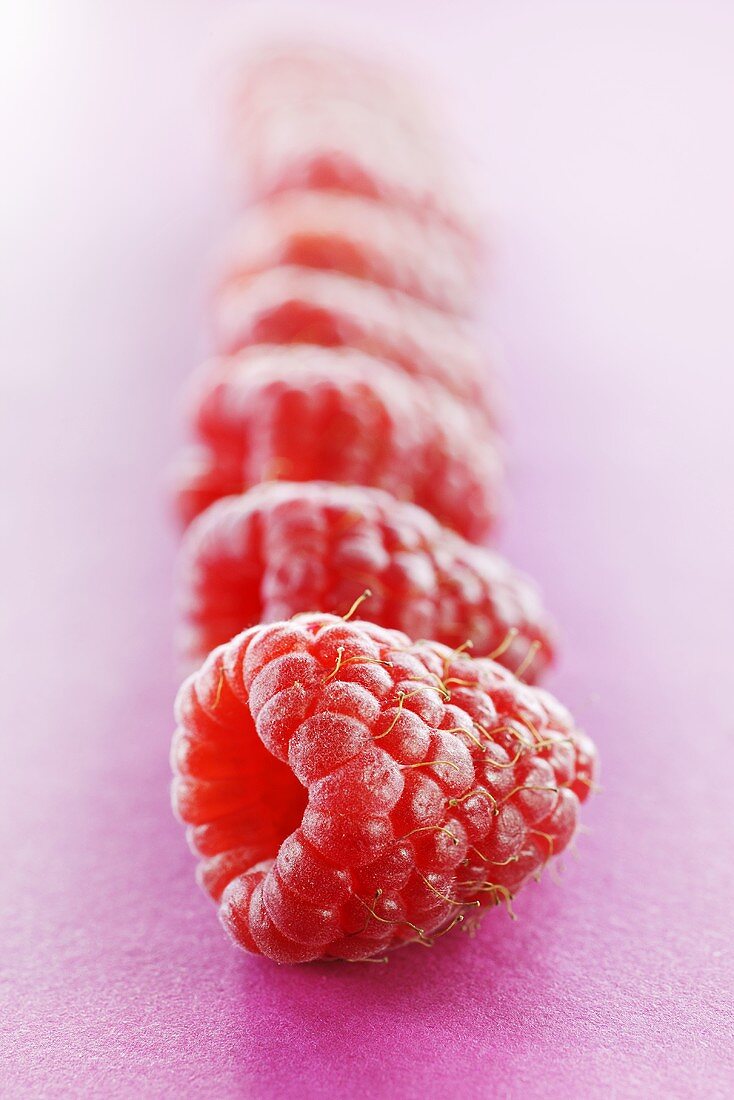 Raspberries in a row