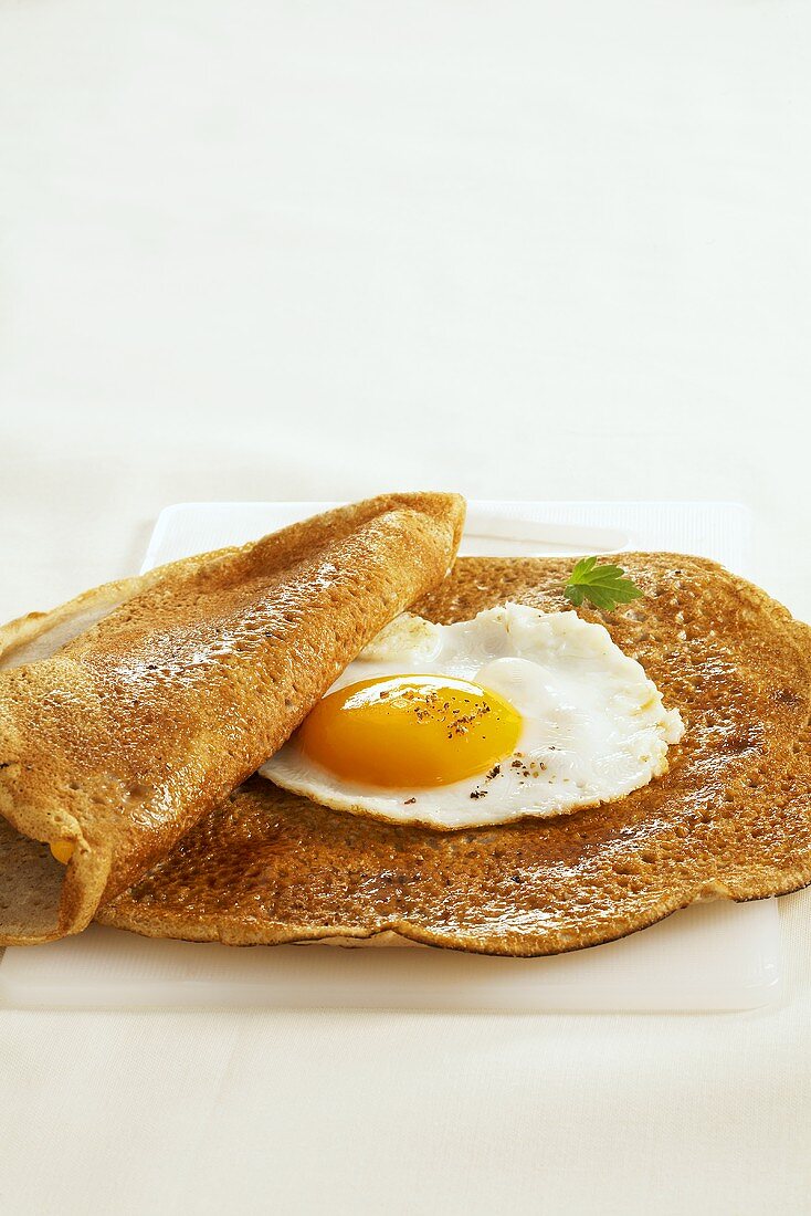 Pancakes with fried egg