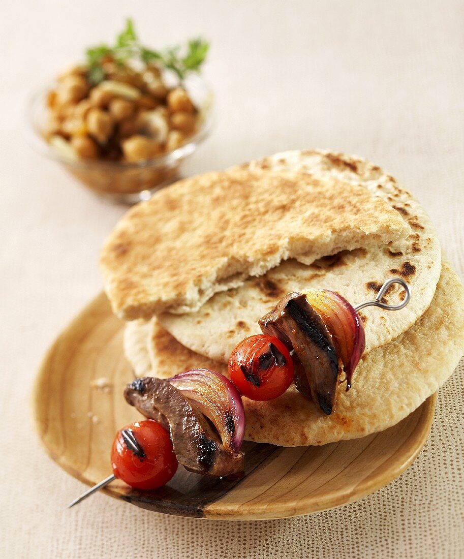 Lamb heart kebab with flatbread
