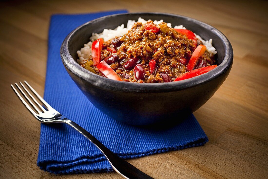 Chili con carne on rice