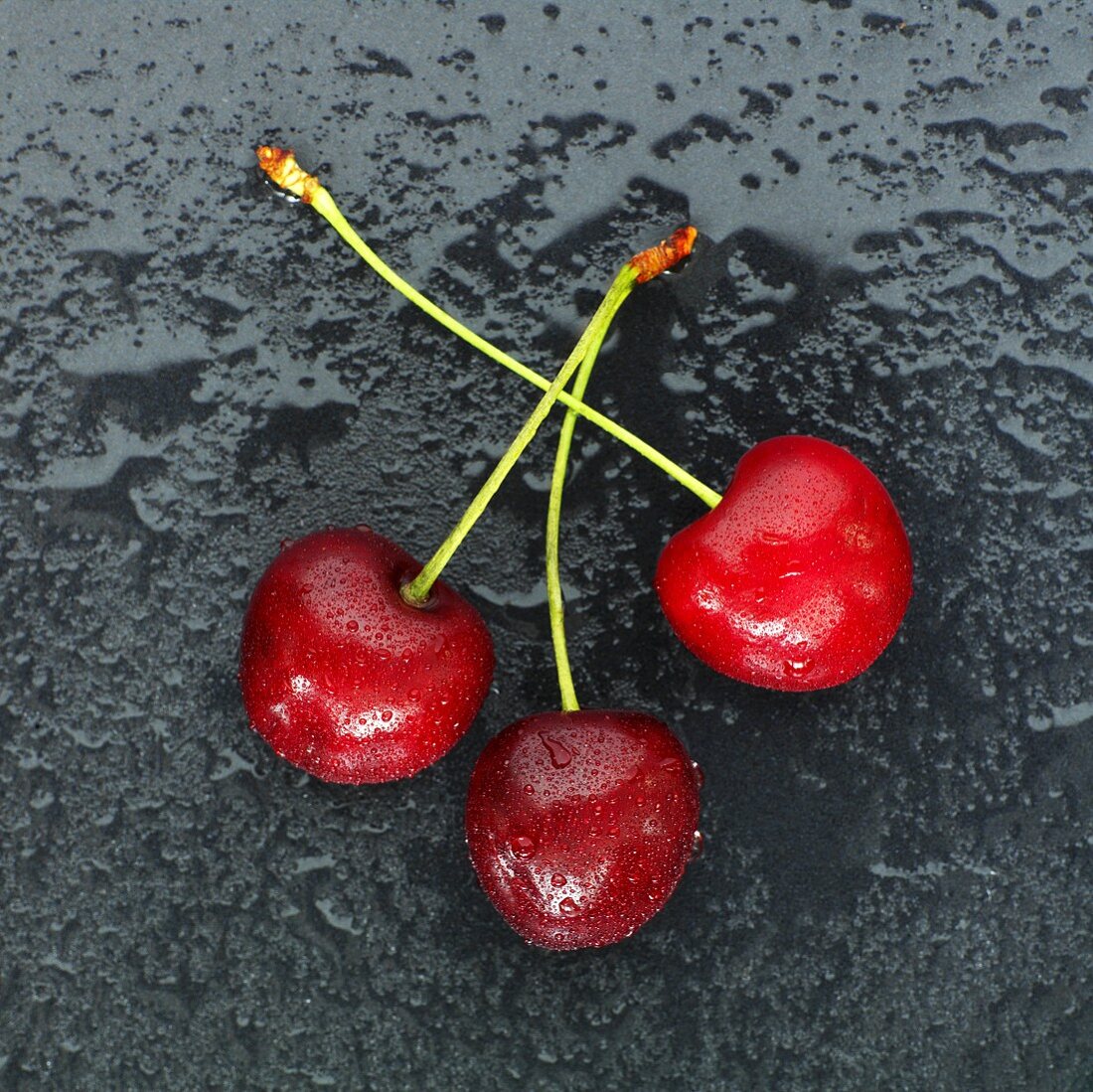 Cherries with drops of water