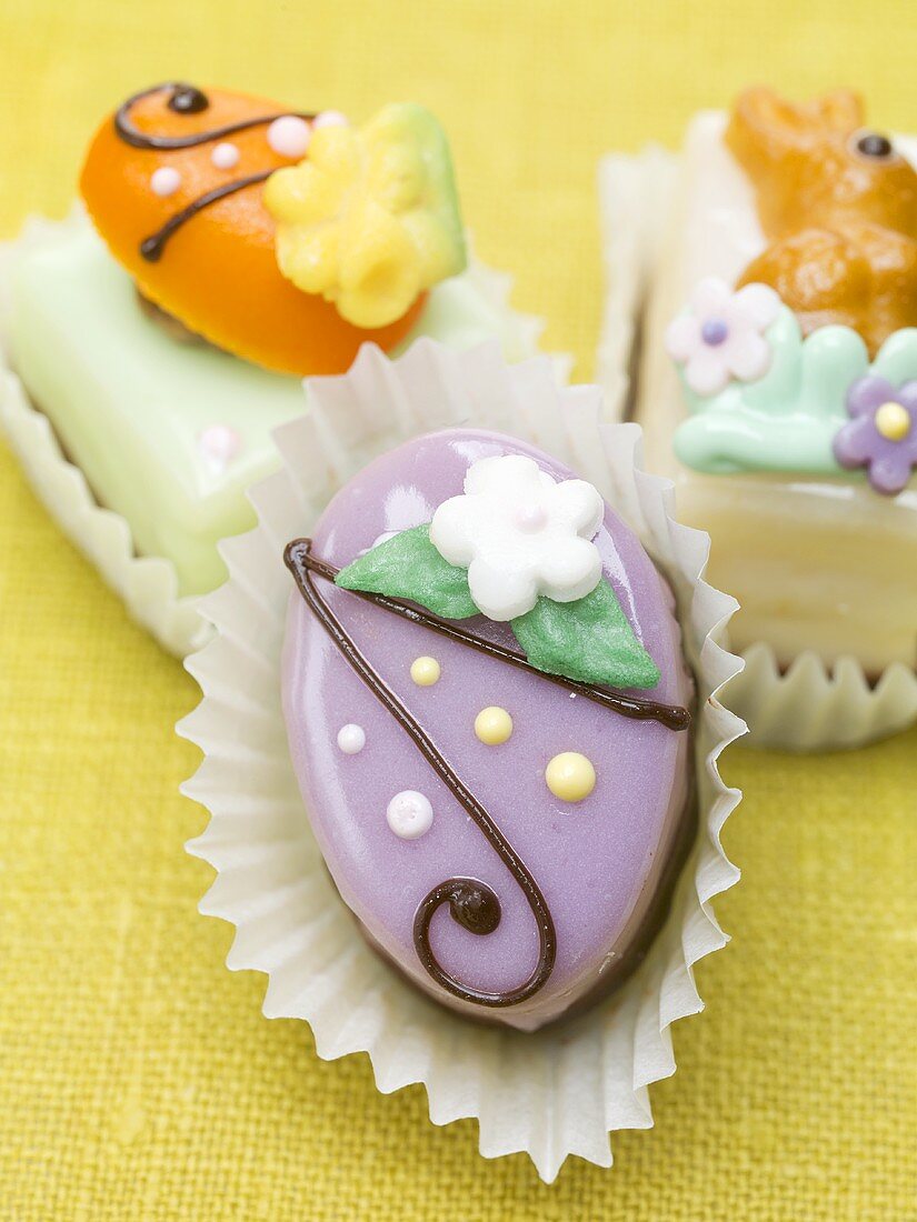 Assorted petit fours for Easter