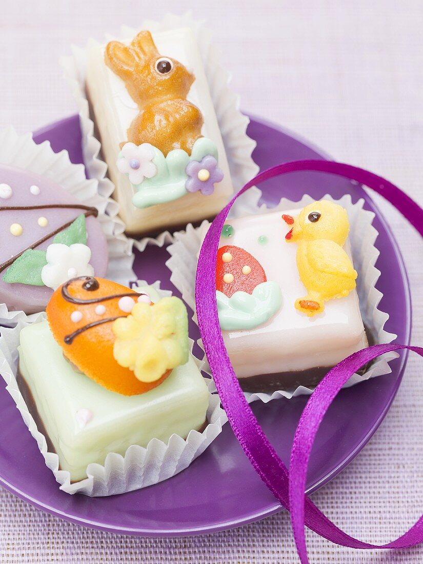 Assorted petit fours for Easter