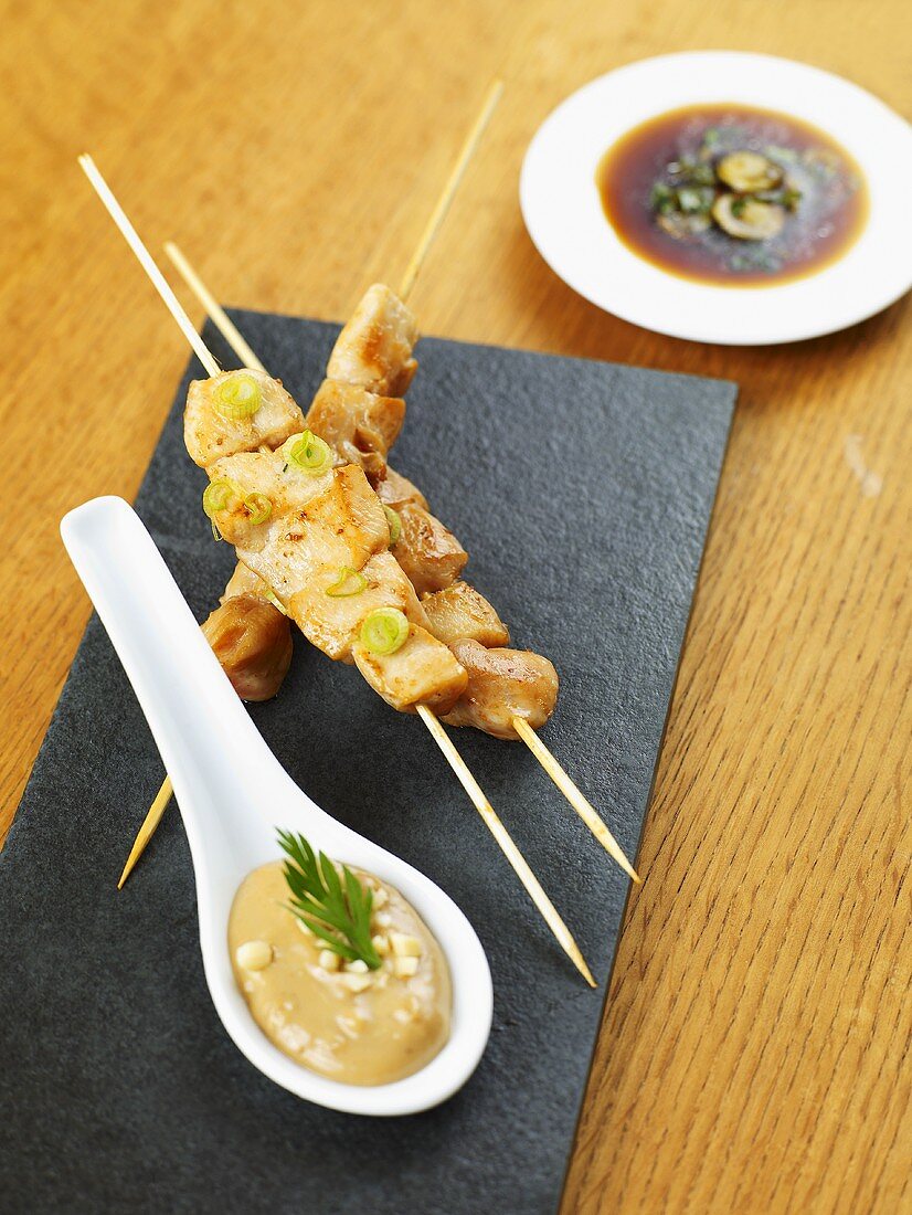 Satay with two different dips