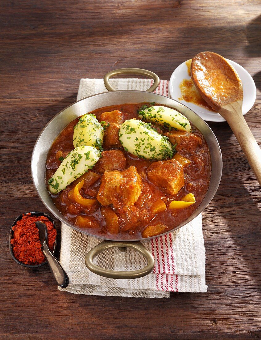 Goulash with parsley potatoes