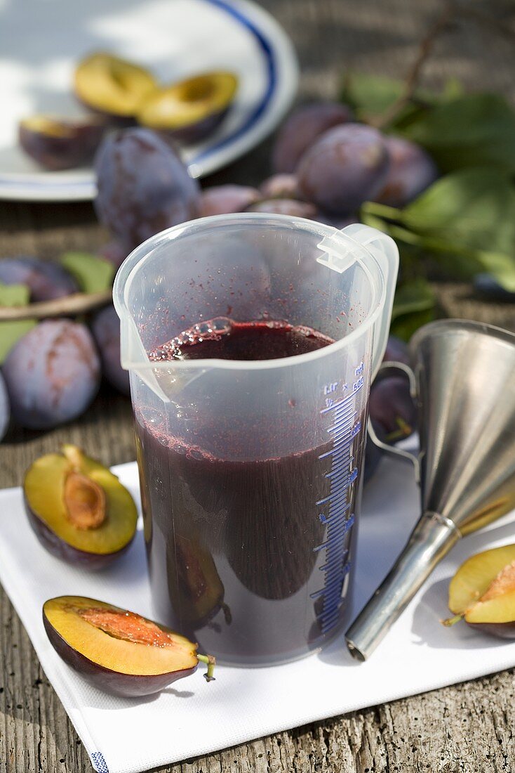 Home-made plum juice