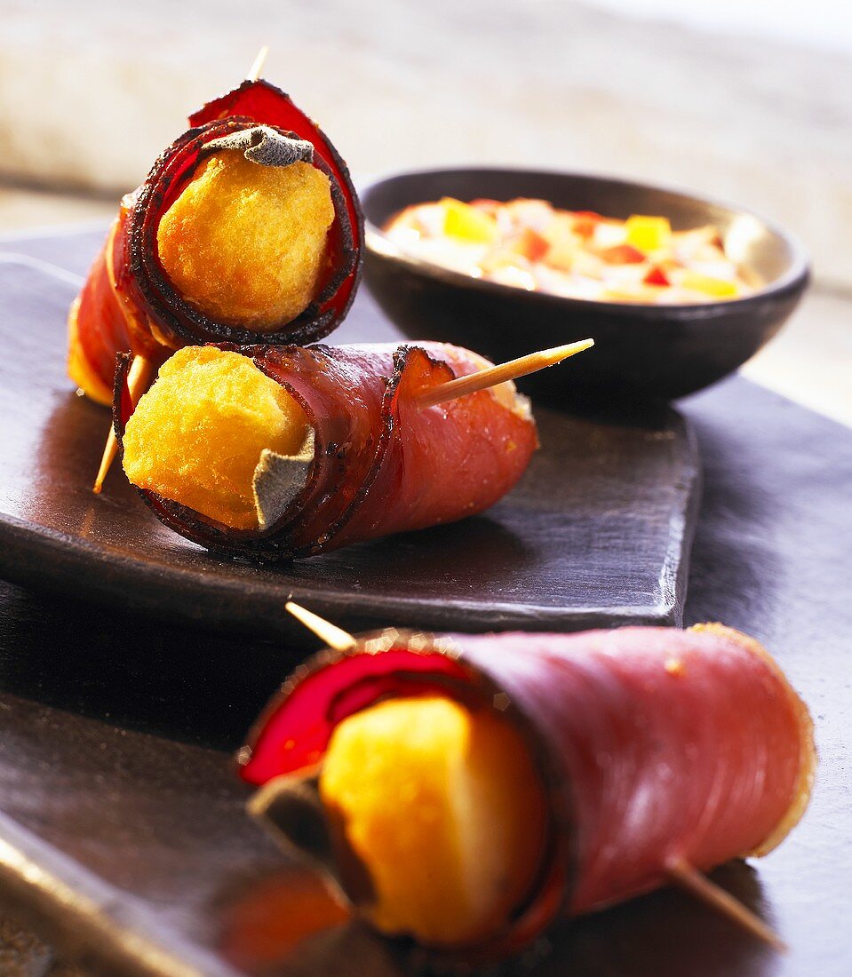 Bacon-wrapped potato croquettes